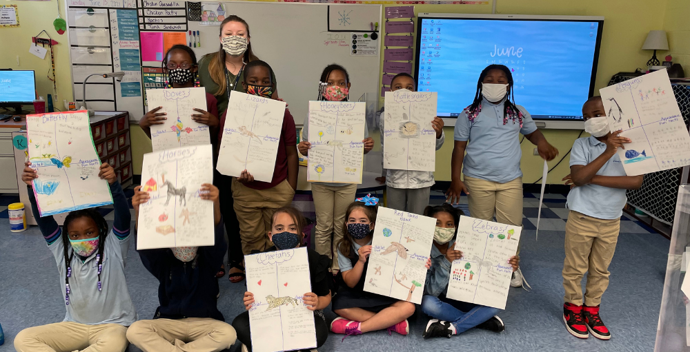 Syracuse Academy of Science elementary school 2nd grade Atoms research a variety of animals and present their findings in a creative way to their fellow classmates.