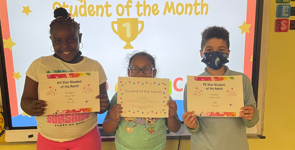 Syracuse Academy of Science elementary school celebrates its Students of the Month who demonstrated the character trait of teamwork.